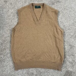 Alan Paine Sweater Vest Mens‎ 44 Brown V Neck 100% Wool Luxury Knitwear Classic